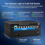 8 Port 2.5G PoE Switch Unmanaged, VIMIN 10x 2.5G Base-T PoE Switch, 2X 10G SFP - Image 6