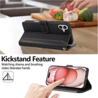 Compatible with iPhone 16 Wallet Phone Case-PU Leather Magnetic Flip Cover with - Image 3