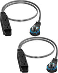 SURAIELEC 2 Pack Flat Extension Cord 3FT, 360° Rotating Plug, Braided Flat Plug by SURAIELEC