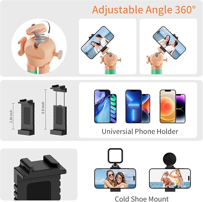 Phone Tripod with Wireless Remote - 2 in 1 Replaceable Flexible Tripod - Image 4