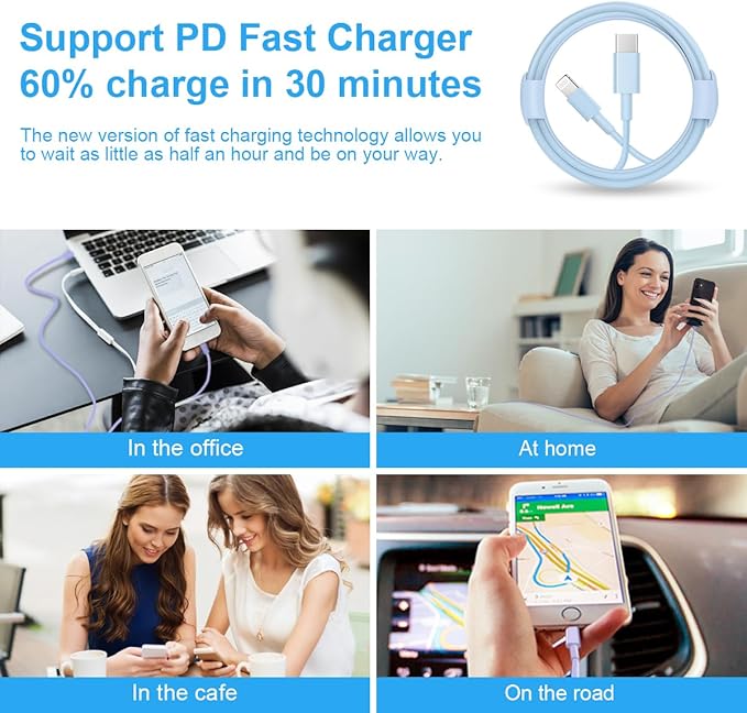 iPhone Fast Charger 3+3Pack 20W USB C Wall Charger - Image 6