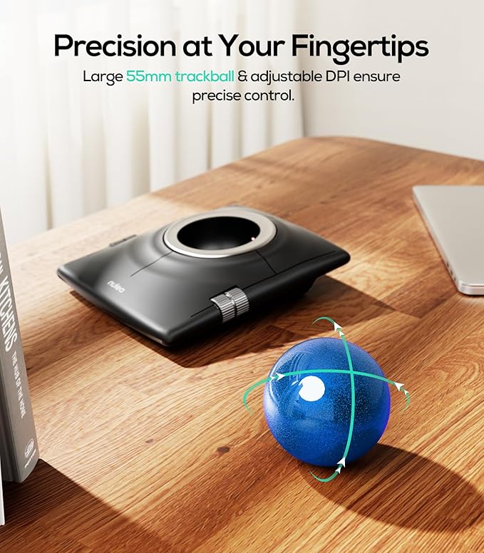 Nulea M512 Wireless Trackball Mouse, Ergonomic 55mm Trackball, 4 Level - Image 3