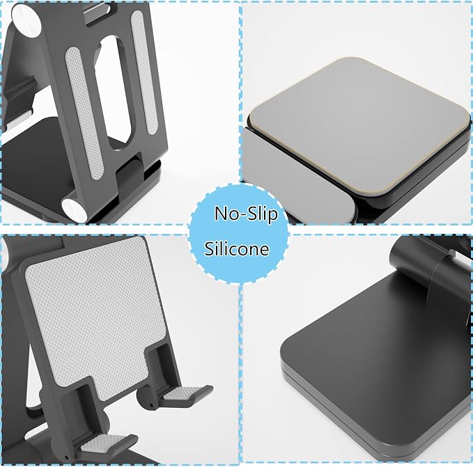 Folding Cell Phone Stand, Laptop Stand, Adjustable Height and Angle Foldable - Image 5