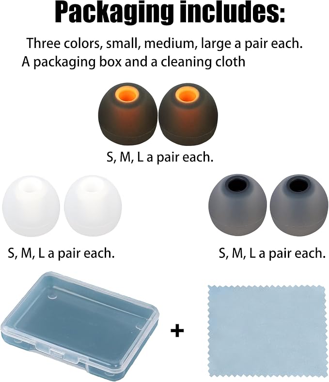 Silicone Earbud Tips Replacement Ear Tips Earbud Covers Fit Most in-Ear Earbuds - Image 7