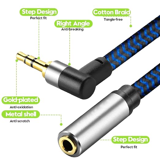 3.5mm Male to Female Extension Stereo Audio Extension Cable 6FT, Cotton-Braided - Image 6