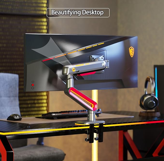 RGB Gaming Monitor-arm for Flat/Ultrawide/Curved Monitors 32 to 60 inch - Image 5