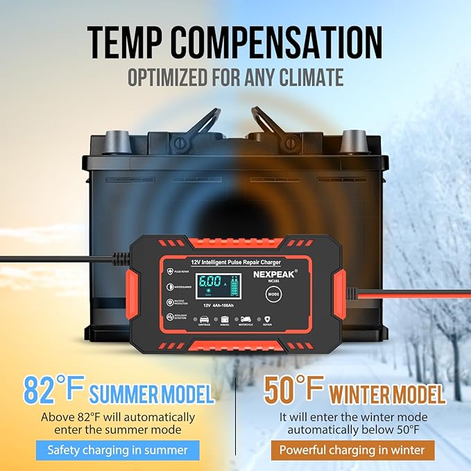 Car Battery Charger, 12V 6A Smart Battery Trickle Charger Automotive Battery - Image 6