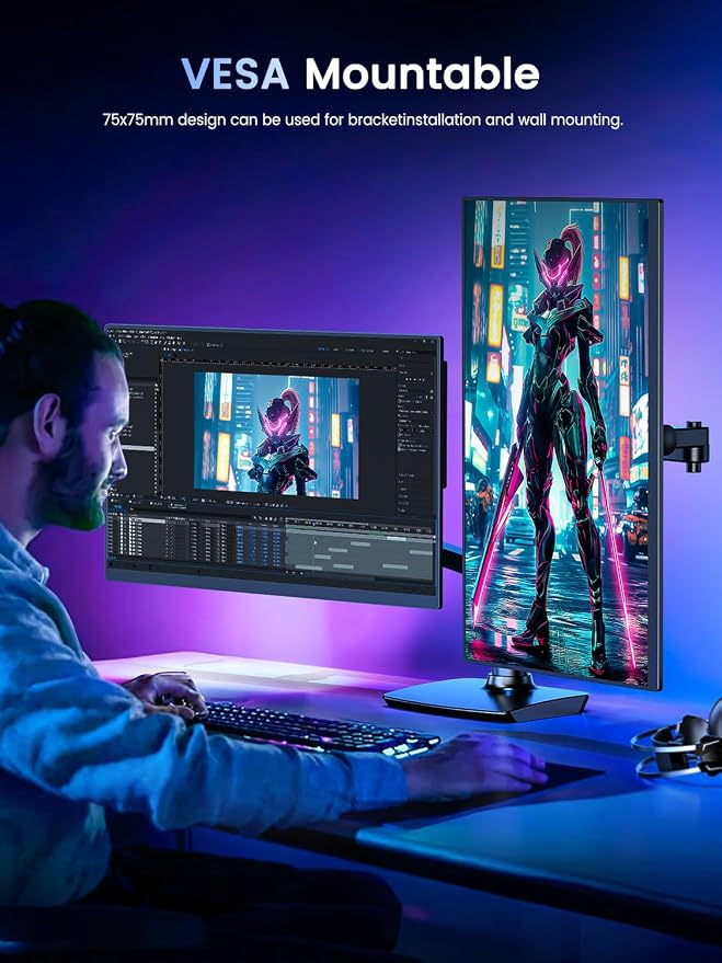 UPERFECT Portable Monitor 4K 120HZ QLED 17.3" | 0.1ms Gaming Monitor, 500 Nits - Image 8
