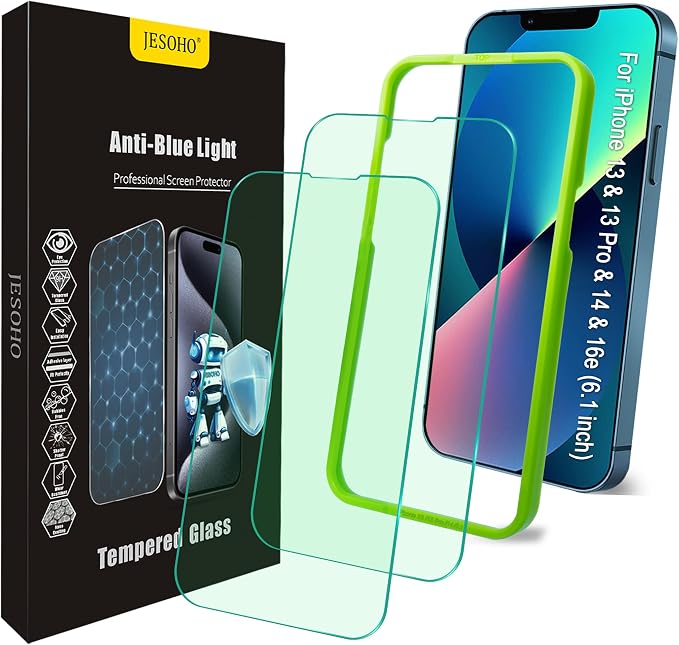 Blue Light Screen Protector for iPhone 16e iPhone 13 iPhone 13 Pro & iPhone 14 by JESOHO