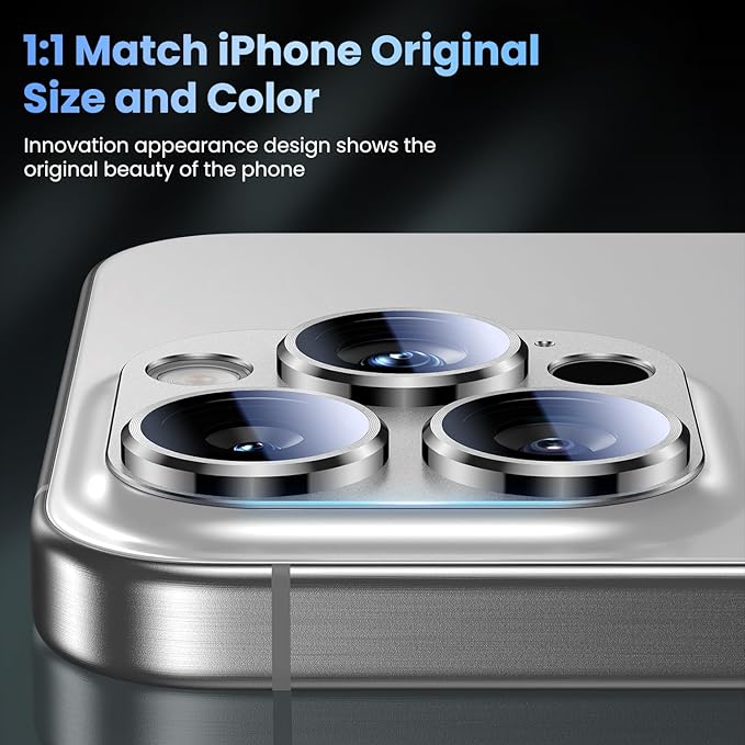 Uyiton Compatible with iPhone 16 Pro/iPhone 16 Pro Max Camera Lens Protector - Image 5