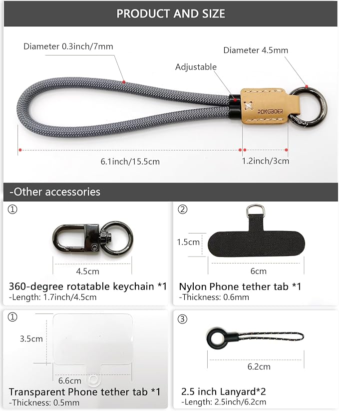 Handmade Cowhide Leather Phone Wrist Strap, Universal Adjustable Key Lanyard - Image 5