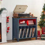 Large Record Player Stand with Charging Station & LED Lights, Vinyl Records - Image 4