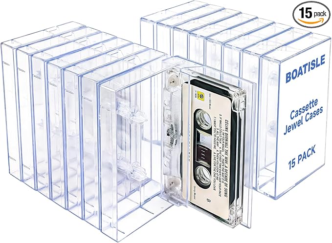 15-Pack Clear Plastic Cassette Tape Storage Cases by Unknown
