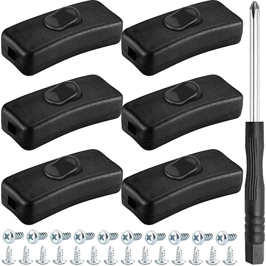 6PCS Inline Cord Switch AC 250V 2A Appliance Switch Replacement Button Control by MKBKLLJY