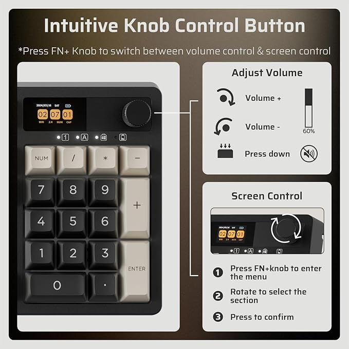 LTC Nimbleback NB1041 PRO Wireless Mechanical Keyboard w/Display Screen & Knob - Image 4