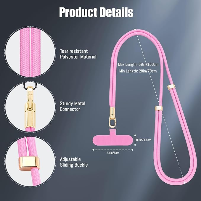 Phone Lanyard 2 Pack, 2x Adjustable Crossbody Phone Strap, 2x Tether Tab - Image 5