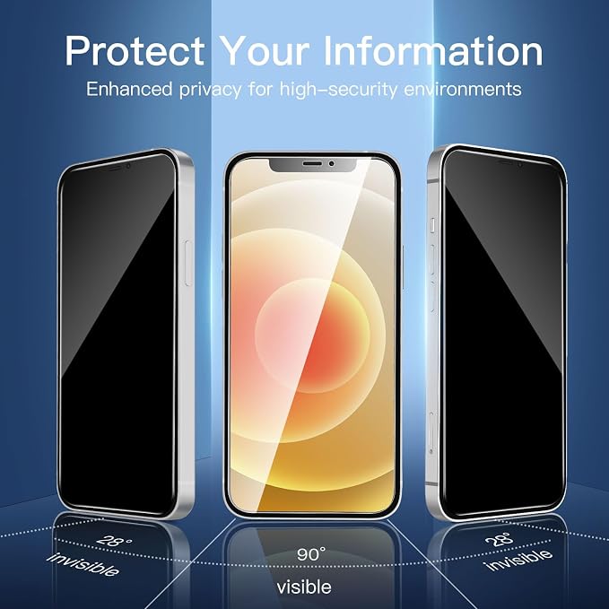 NEW'C 3 Pack Privacy for iPhone 12, iPhone 12 Pro Screen Protector, Enhanced - Image 5