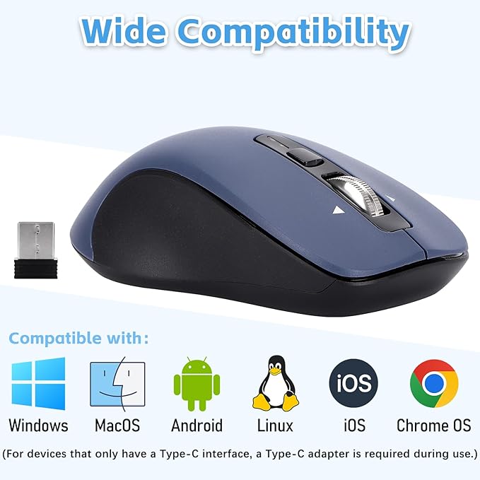 Wireless Mouse, Full-Size Silent Mouse, 36-Month Battery Life, 4 Way Navigation - Image 2