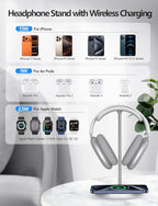 Miroddi Headphone Stand with Wireless Charger, Independent USB Charging Port - Image 3