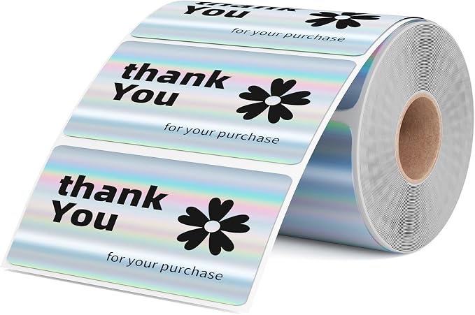 2.25x1.25 Inch Thermal Labels Sliver, Holographic Sliver Barcode Thermal Labels by OmezizyLabelPrinter