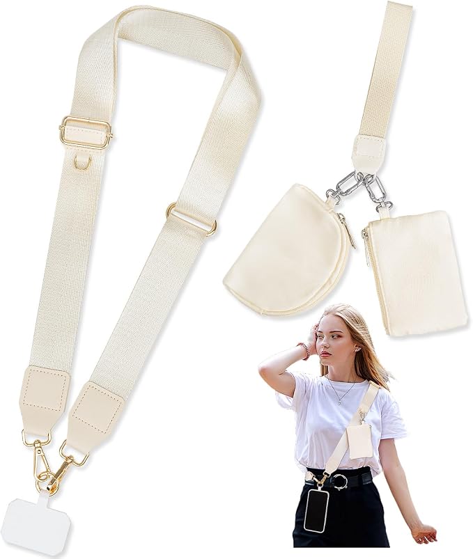 Phone Lanyard Crossbody with 2 Zipper Wallets, Clip & Go Cellphone Strap with by kullder