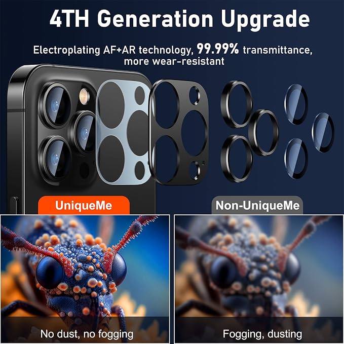 UniqueMe for iPhone 13 Pro/iPhone 13 Pro Max Camera Lens Protector, Metal Ring - Image 2