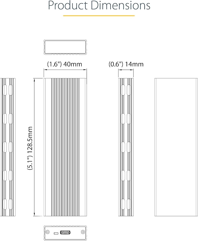 StarTech.com USB-C 10Gbps to M.2 NVMe or M.2 SATA SSD Enclosure, Portable - Image 8