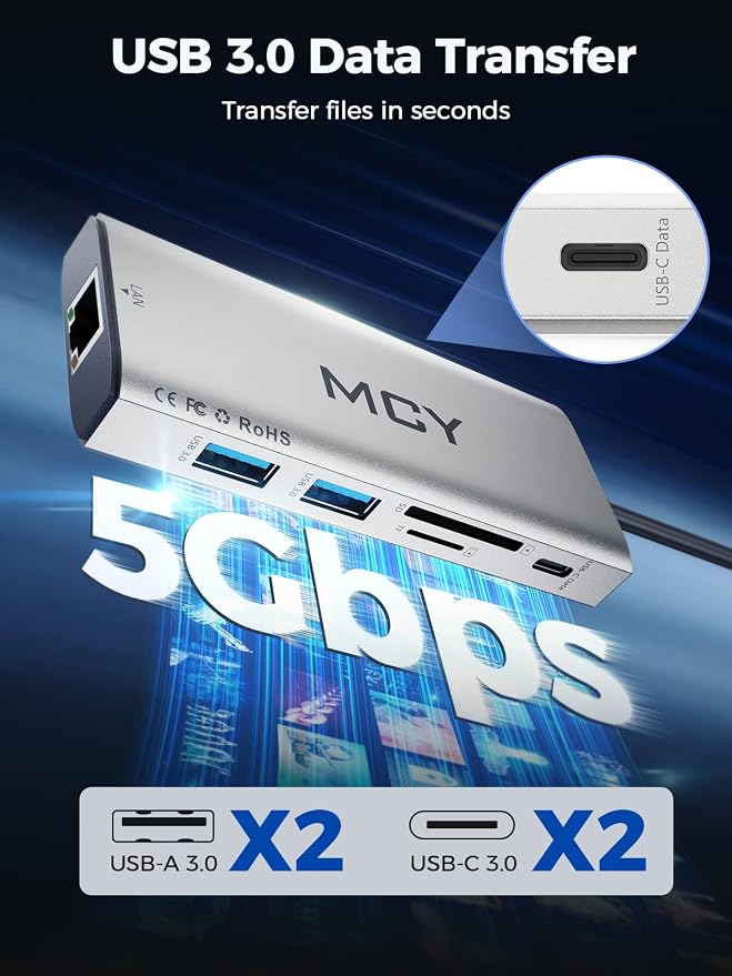 MCY USB C Hub, Laptop Docking Station Dual Monitor Single 8K, 10 in 1 Type-C - Image 5