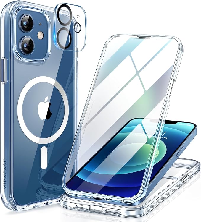 Miracase Magnetic for iPhone 12/12 Pro Case 6.1 inch, Upgrade Full-Body Clear by Miracase