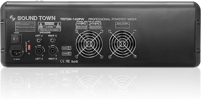 Sound Town 14-Channel 2x800W Powered Mixer w/ 2 Bus, DSP effects, Dual 7-band EQ - Image 5