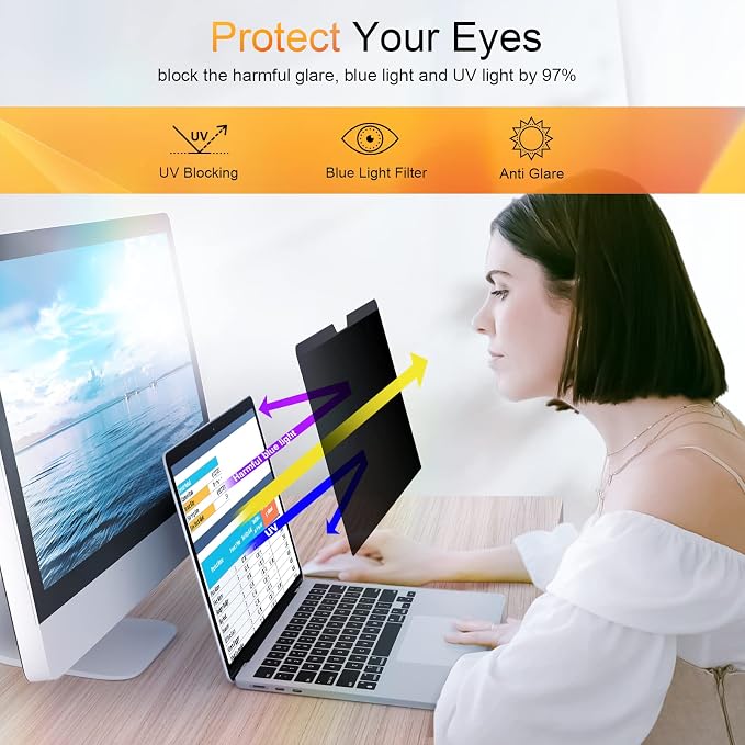 Magnetic Privacy Screen MacBook Air 13 Inch, Removable Anti Blue Light Glare - Image 3