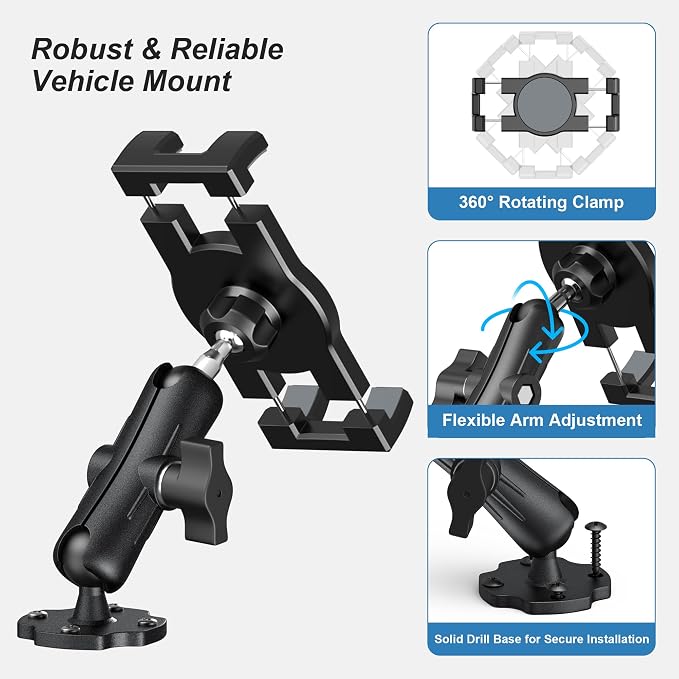 Heavy Duty Tablet Mount for Truck & Vehicle, Drill Base Tablet Holder for Truck - Image 5