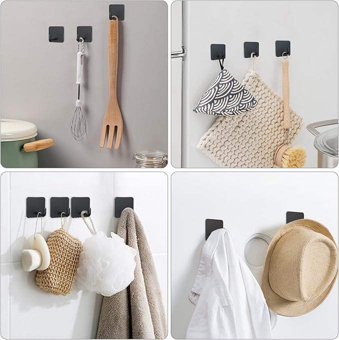 VIS'V Adhesive Hooks, Metal Shower Wall Stick on Hooks, Waterproof, 2 Extra - Image 2