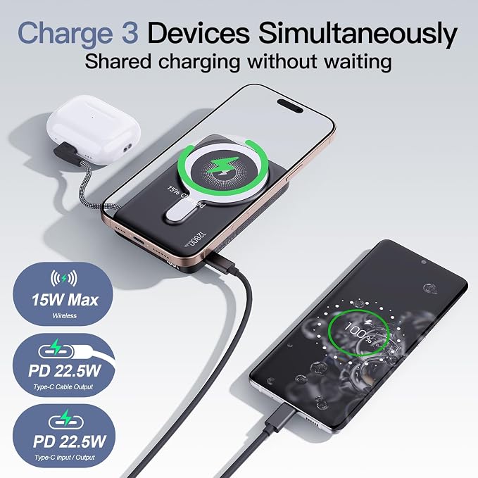 2025 Latest Magnetic Wireless Power Bank, 12800mAh Portable Charger - Image 3