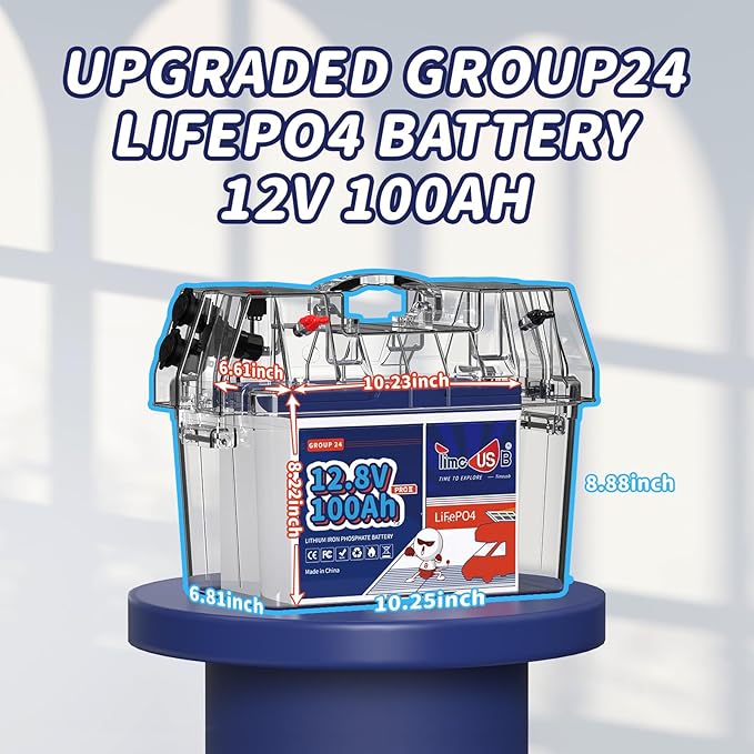 4 Pack 12V 100Ah Group24 Mini LiFePO4 Battery, Grade A Battery Cells, 100A BMS - Image 2