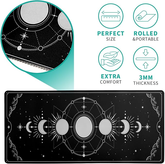 Sun Moon Gaming Mouse Pad Black Large Mouse Pad - Image 5