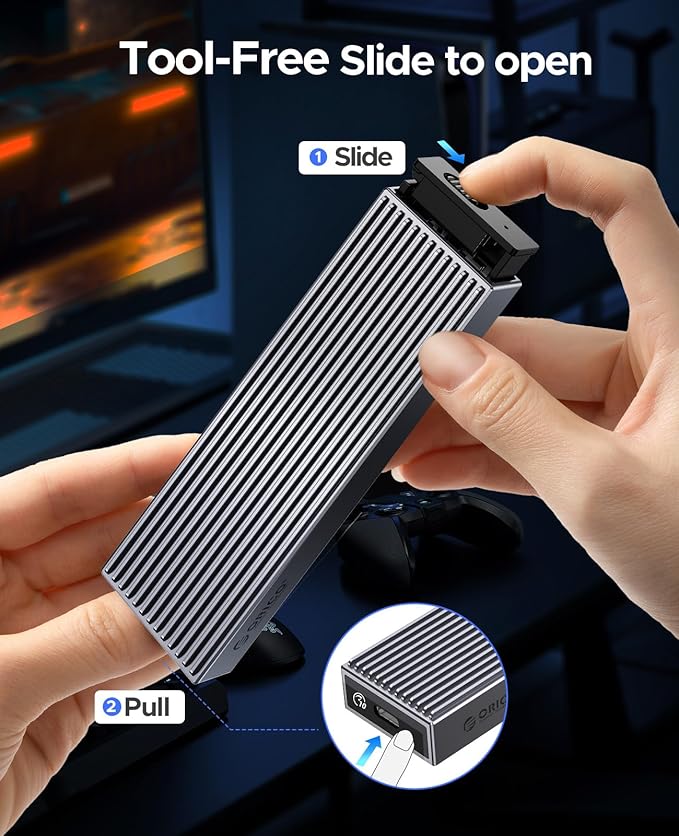 ORICO M.2 NVMe SSD Enclosure Aluminum Tool-Free Adapter, 10Gbps USB3.2 USB-C M2 - Image 3