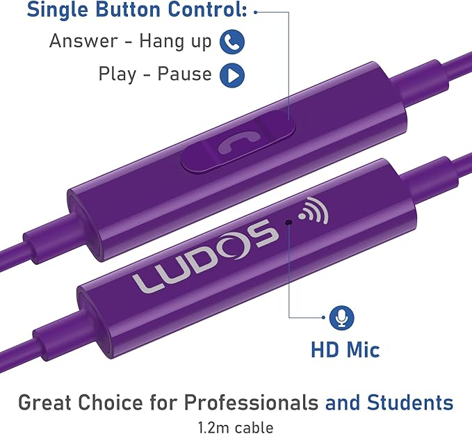LUDOS OMNITONE Wired Earbuds in-Ear Headphones, 5 Years Warranty, Earphones - Image 3
