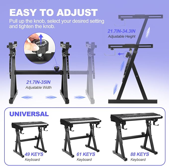 Keyboard Stand Piano Duty Stand Z Style Adjustable Keyboard Holder Piano - Image 5