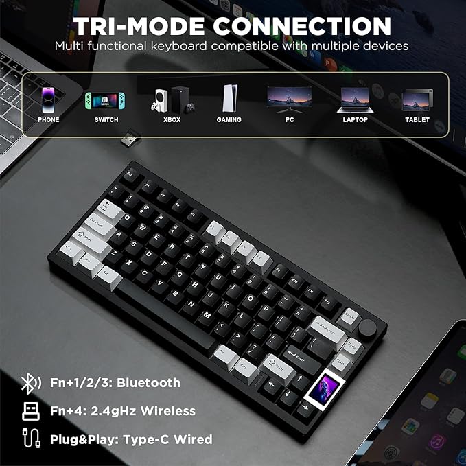 YUNZII AL80 Wireless Mechanical Keyboard, Full Aluminum CNC, Smart LCD Display - Image 4
