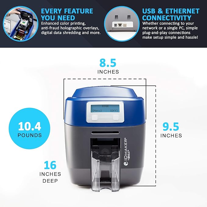 ID Maker Edge 2 Sided Card Printer & Supply Kit - Image 2