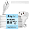 Adoreen 4 Ft Computer TV Replacement Power Cord White, 90 Degree Angled by Adoreen