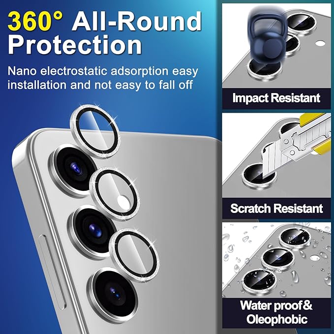 for Samsung Galaxy S24 FE Camera Lens Protector, Individual Metal Ring Tempered - Image 3