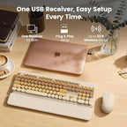 Wireless Keyboard and Mouse Combo, Magnetic Soft-Touch Wrist Rest, Round Keycaps - Image 7