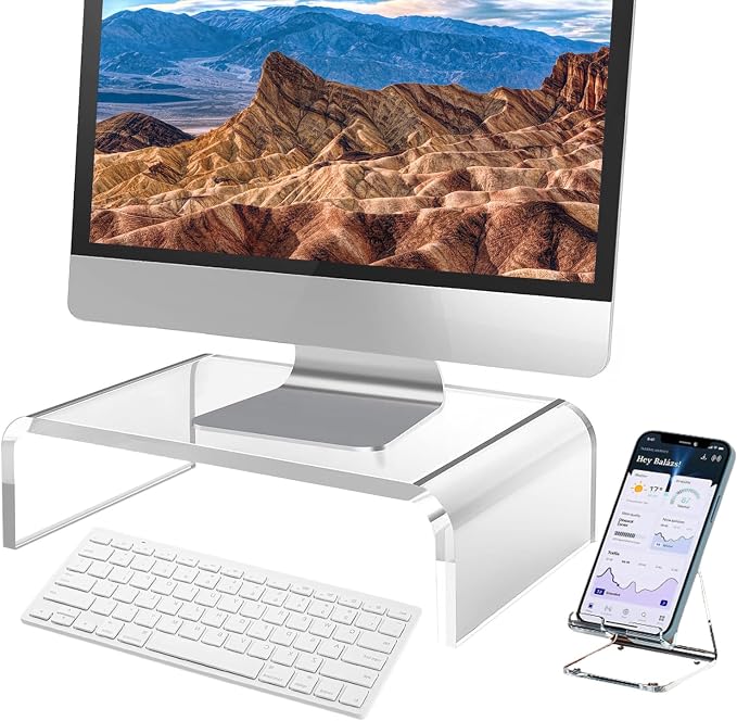 Clear Monitor Stand Riser, Computer Monitor Stand/Acrylic Monitor Riser by VAOLLO