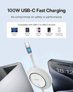 Baseus USB C to USB C Cable, 100W 6.6ft Retractable USB C Fast Charging Cable - Image 2