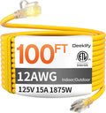 12 Gauge 100 FT Heavy Duty Outdoor Extension Cord Waterproof by Deeklify