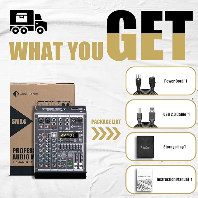 Professional Audio Mixer 4 Channel Sound Board Console System 99 DSP DJ Mixer - Image 8