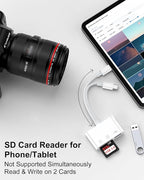 SD Card Reader for iPhone, Memory SD Card Reader USB C&Lightning Dual Port - Image 5