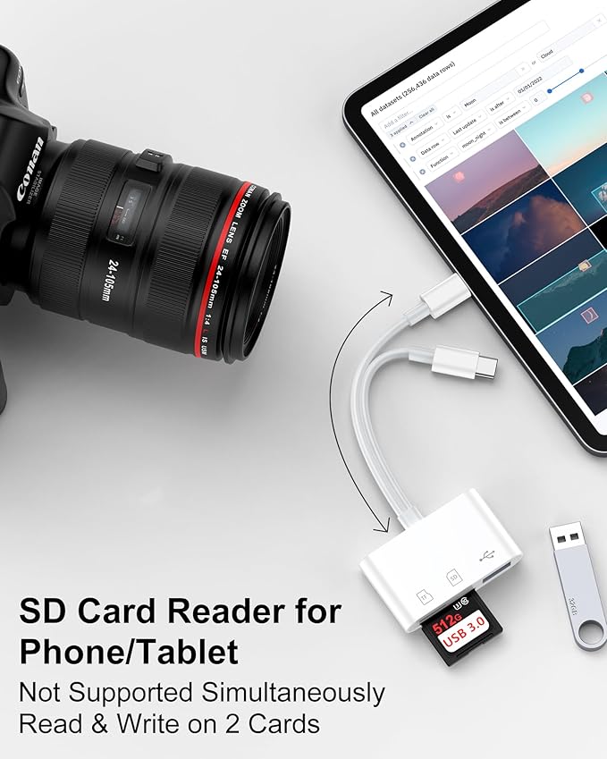 SD Card Reader for iPhone, Memory SD Card Reader USB C&Lightning Dual Port - Image 5